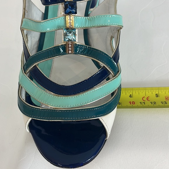 Accademia of Venice made in Italy Shades of Blue Bejewelled Sling Back Sandal - Picture 16 of 17